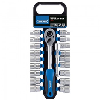 Combined MM/AF Socket and Ratchet Set, 1/2&rdquo; Sq. Dr. (20 Piece)