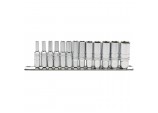 Deep Metric Socket Set on a Metal Rail, 1/4&rdquo; Sq. Dr. (13 Piece)