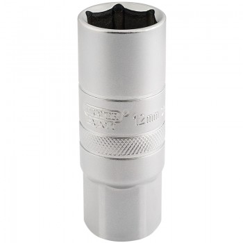12mm Thread 6 Point Satin Chrome Spark Plug Socket, 1/2&rdquo; Sq. Dr., 18mm
