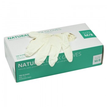 Latex Gloves, Size Medium, White (Box of 100)