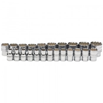 Loose Metric Socket Set, 1/2&rdquo; Sq. Dr., Polished Chrome (23 Piece)