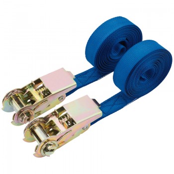 Ratcheting Tie Down Straps, 4.5m x 25mm, 250kg (2 Piece)