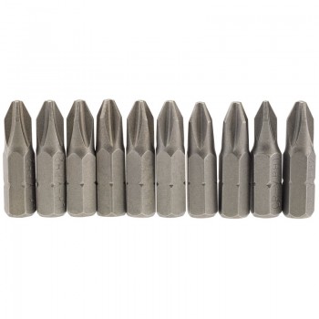 Cross Slot Insert Bit, 1/4&rdquo; Hex, 25mm Long, No.2 (Pack of 10)