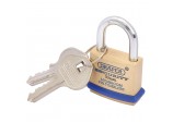 Solid Brass Padlock and 2 Keys with Mushroom Pin Tumblers Hardened Steel Shackle and Bumper, 30mm