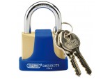 Solid Brass Padlock and 2 Keys with Hardened Steel Shackle and Bumper, 42mm