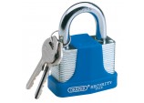 Laminated Steel Padlock and 2 Keys with Hardened Steel Shackle and Bumper, 65mm