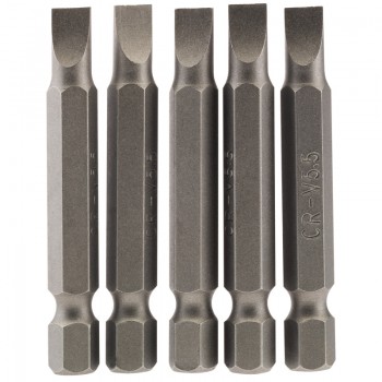 Plain Slot Insert Bit, 5.5mm, 1/4&rdquo; Hex, 50mm Long (Pack of 5)