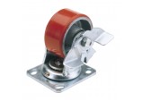 Swivel Plate Fixing Heavy Duty Polyurethane Wheel with Brake, 160mm Diameter, S.W.L. 400kg