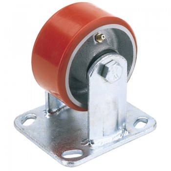 Fixed Plate Fixing Heavy Duty Polyurethane Wheel, 200mm Diameter, S.W.L. 500kg