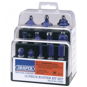 TCT Router Bit Set, 1/4&rdquo; (12 Piece)
