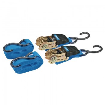 Ratcheting Tie Down Straps, 4.5m x 25mm, 225kg (2 Piece)