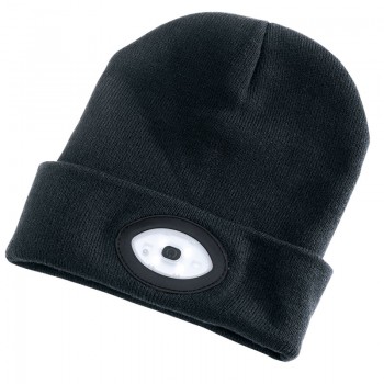 Beanie Hat with Rechargeable Torch, One Size, 1W, 100 Lumens, Black