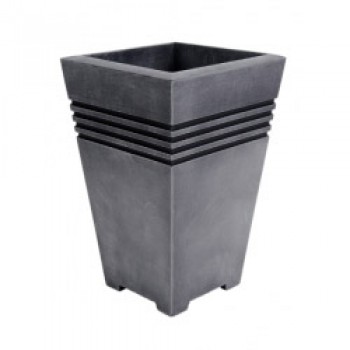 Milano Tall Square Planter - Pewter 46cm Height