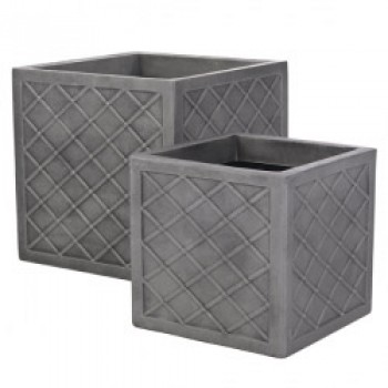 Lazio 32cm Square Planter - Pewter