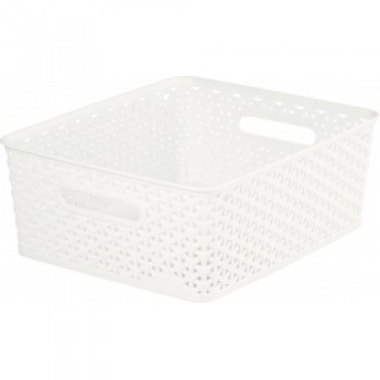Nestable Rattan Basket Vintage White - 4L