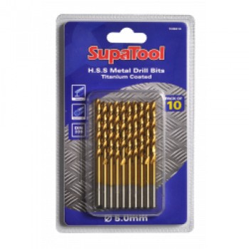 Titanium Coated HSS Drill Bits - 5x86mm 10 Piece