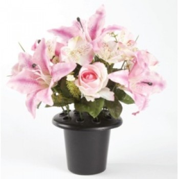 Grave Vase Container - Black/Pink/White
