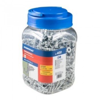 Metal Self Drill Fixing Plasterboard Plug - 400plugs + 400screws