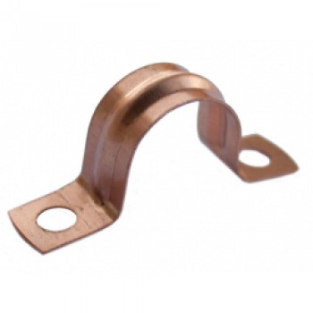 Saddle Pipe Clips - Copper - 15mm (Pack 8) Saddle Pipe Clips - Copper - 15mm (Pack 8)