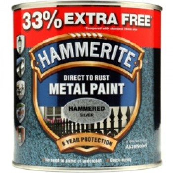 Metal Paint Hammered 750ml + 33% Free - Silver